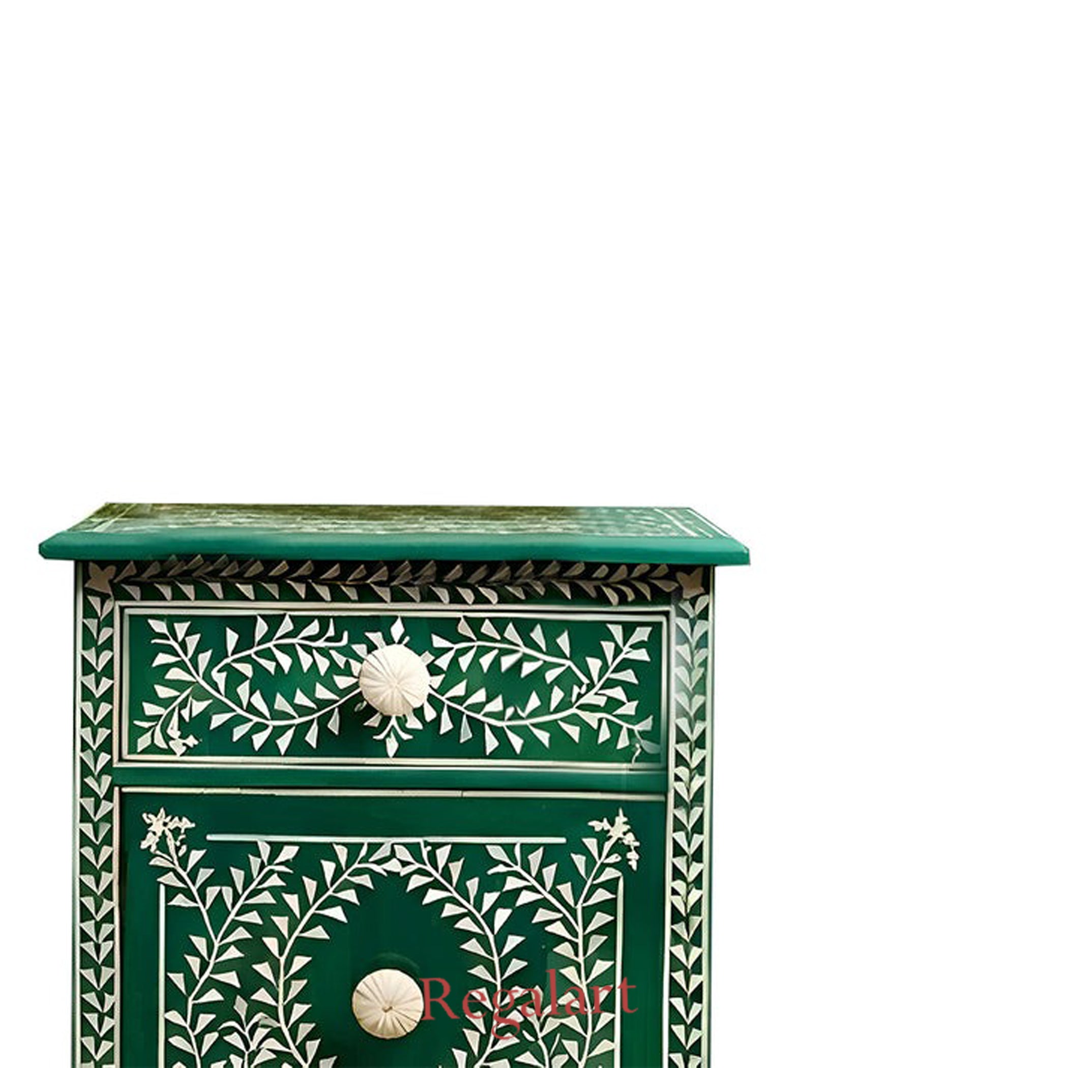 Handmade Bone Inlay Nightstand | Luxury Side Table