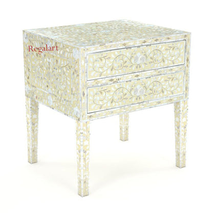 Mother of Pearl Inlay Bedside Table for Home Decor