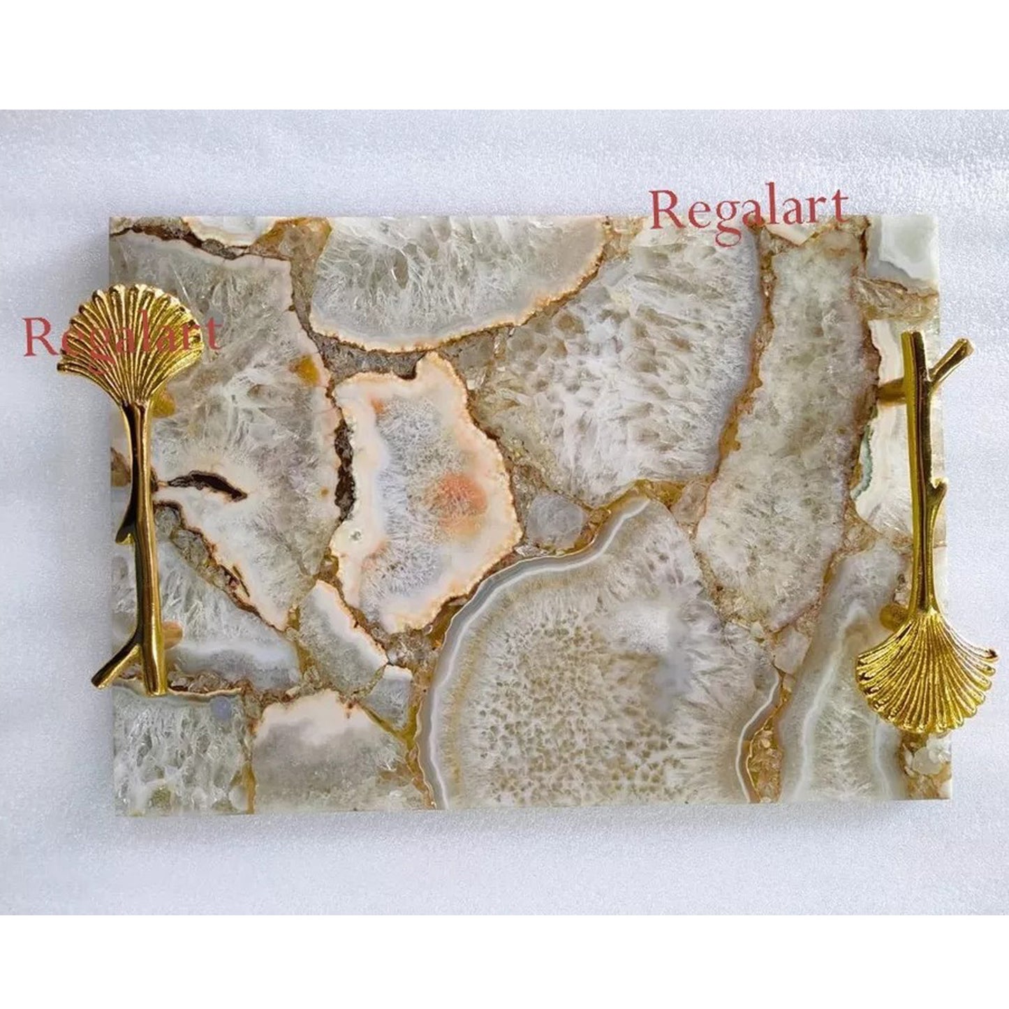 White Agate Serving Tray, Kitchen Tray, Table Decor Serve Ware Housewarming Gift