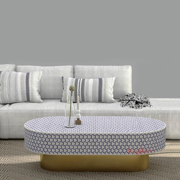 Luxury Targua Bone Inlay Coffee Table – Indigo Oval Design