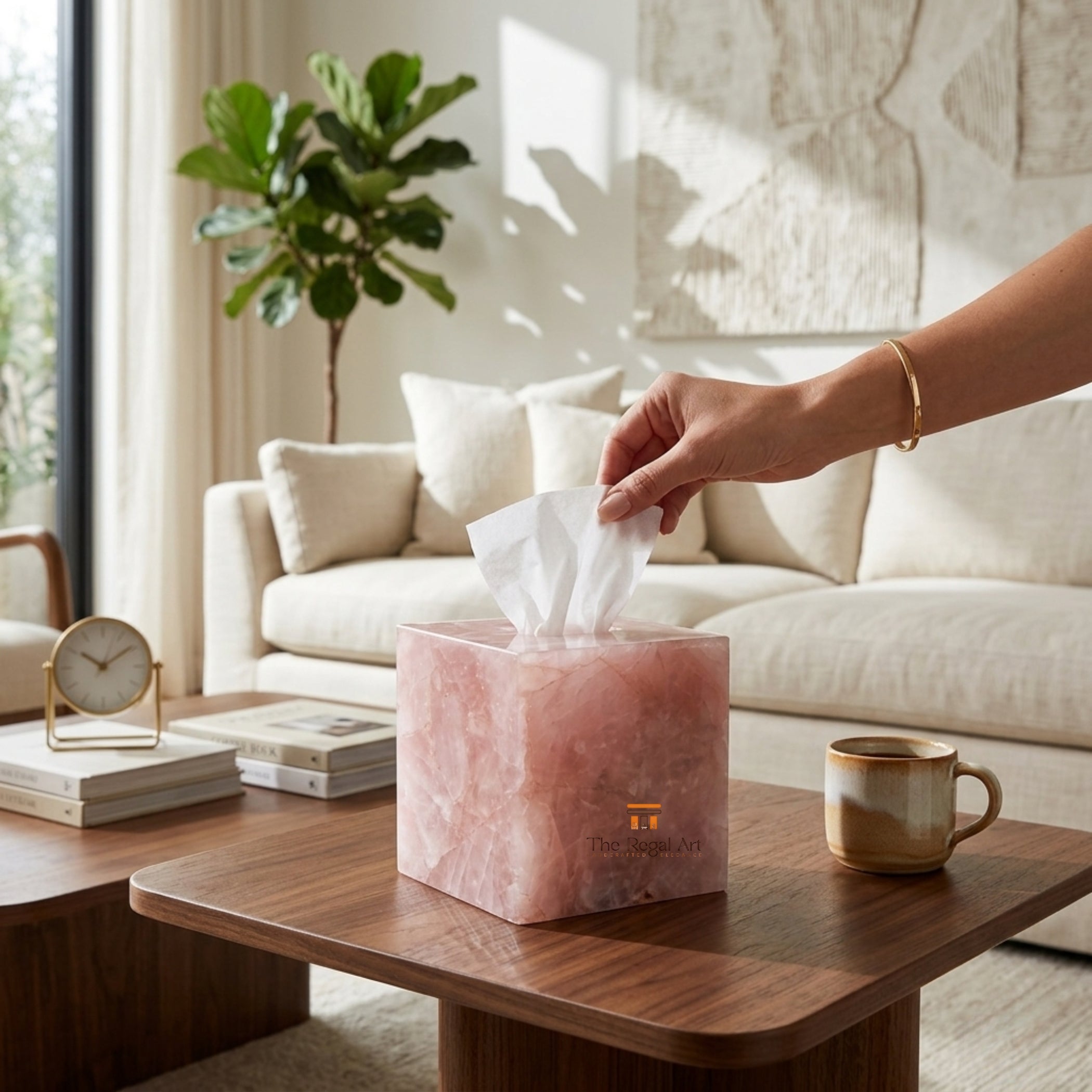 Handmade Rose Quartz Box Cover | Elegant Home Decor