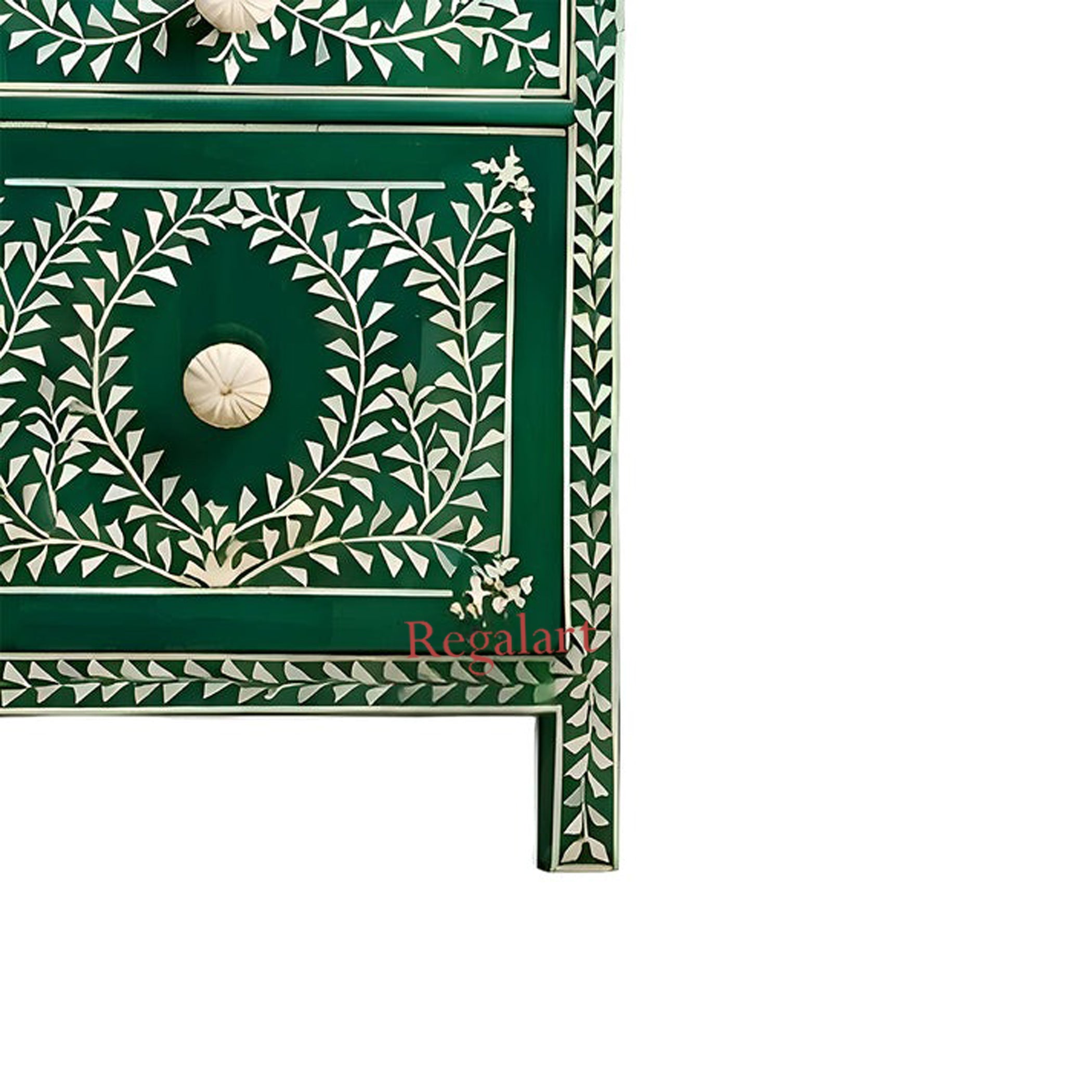 Handmade Bone Inlay Nightstand | Luxury Side Table