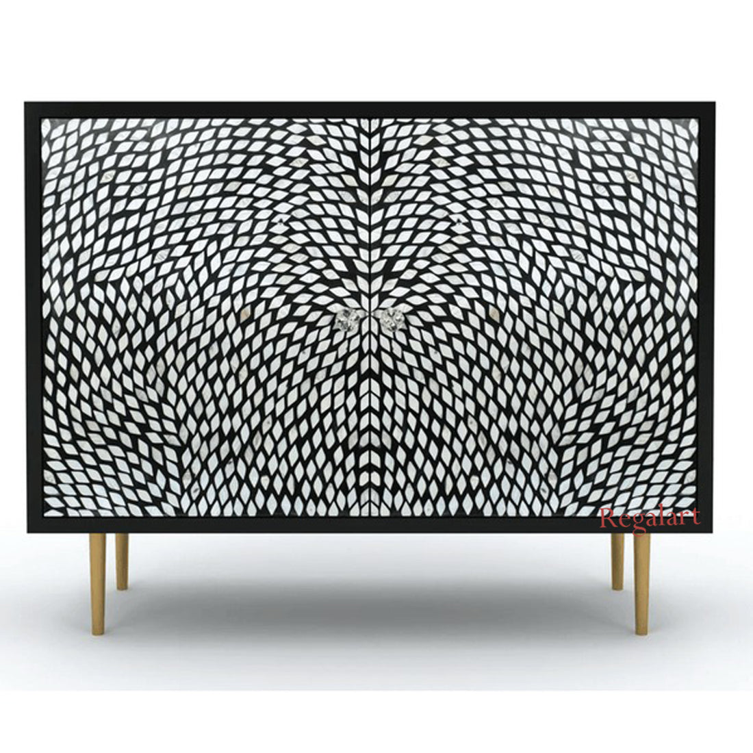 Handmade Black Mother of Pearl Cabinet | Luxury Decor