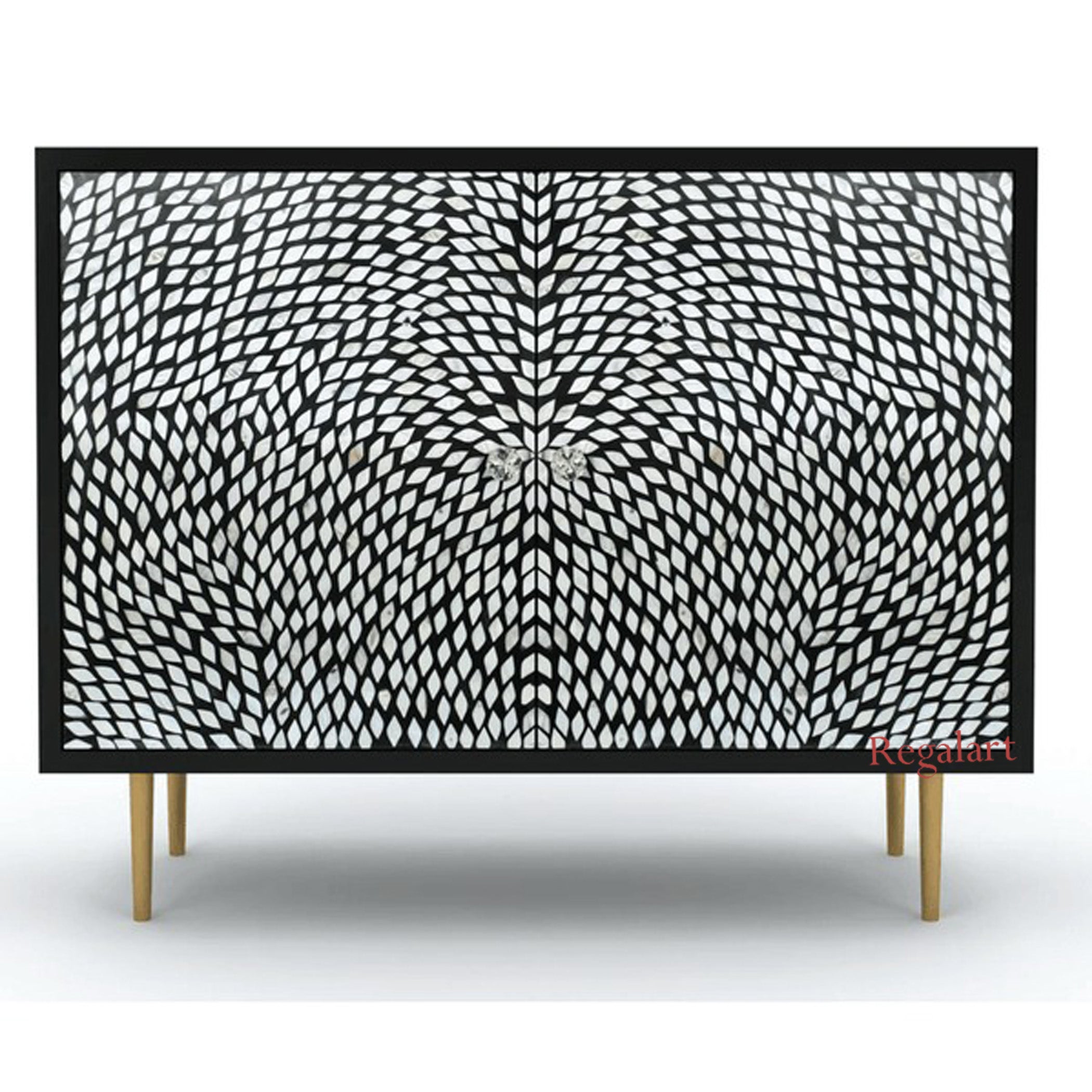 Handmade Black Mother of Pearl Cabinet | Luxury Decor