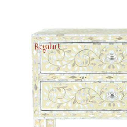 Mother of Pearl Inlay Bedside Table for Home Decor