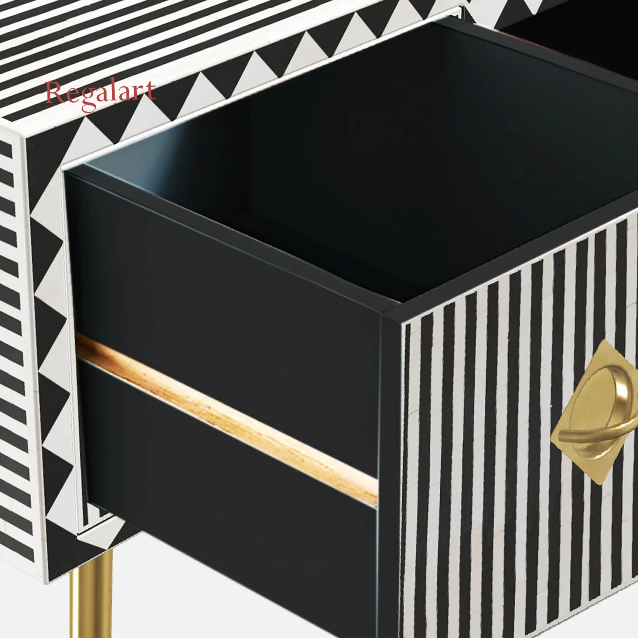 Luxury Black Bone Inlay Waterfall Study Desk