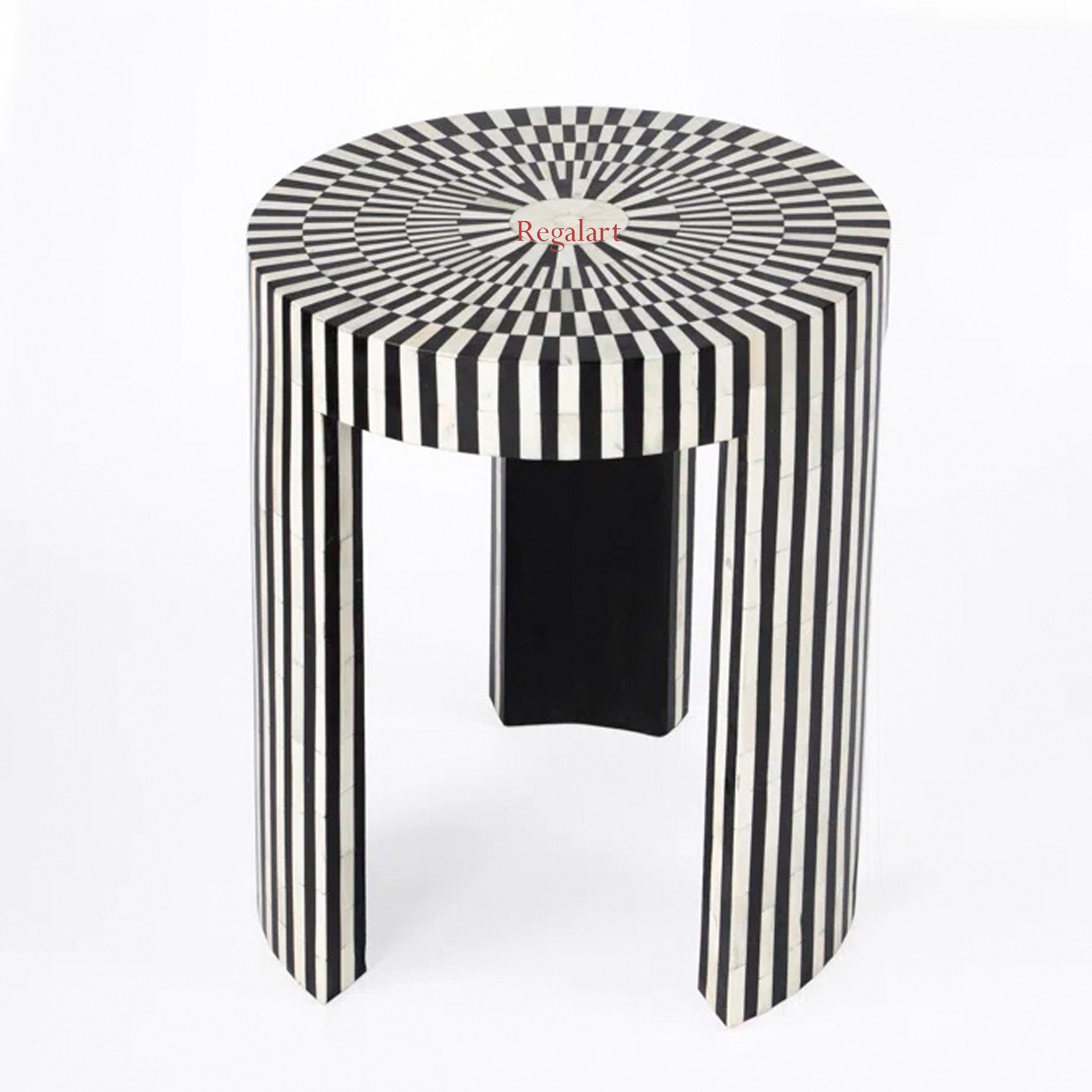 Handmade Bone Inlay Stool Nightstand Corner Table End Stool Home Decor Art