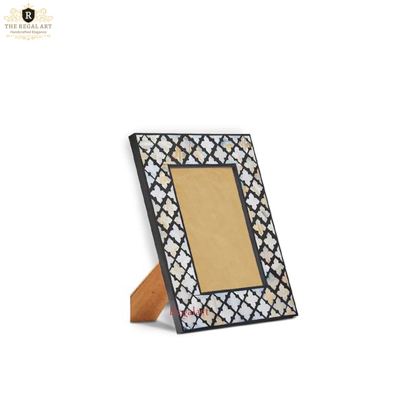 Mother of Pearl Inlay Photo Frame – Geometric Pattern | Handcrafted Picture Frame for Home Décor | Luxury Decorative Frame | Gift Idea