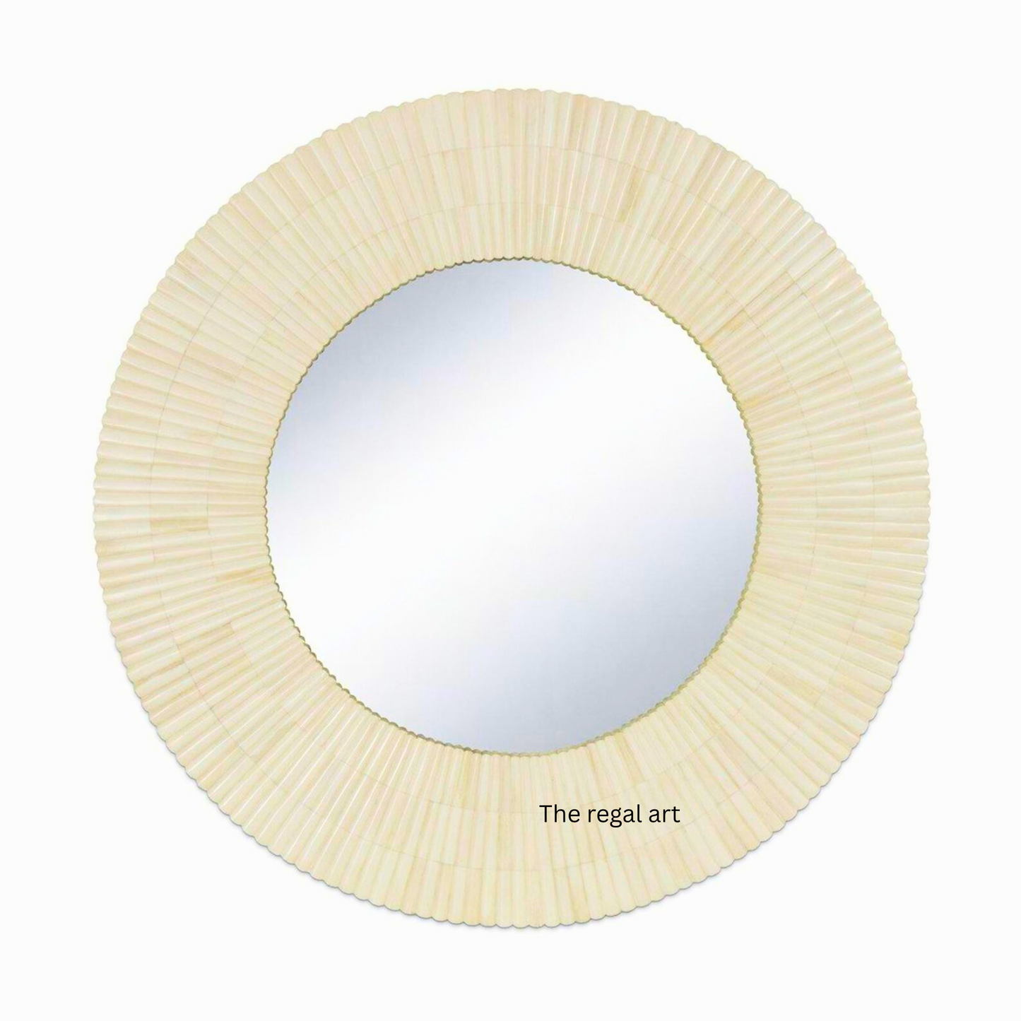 Handmade Bone Inlay Round Wall Mirror: Boho Decor