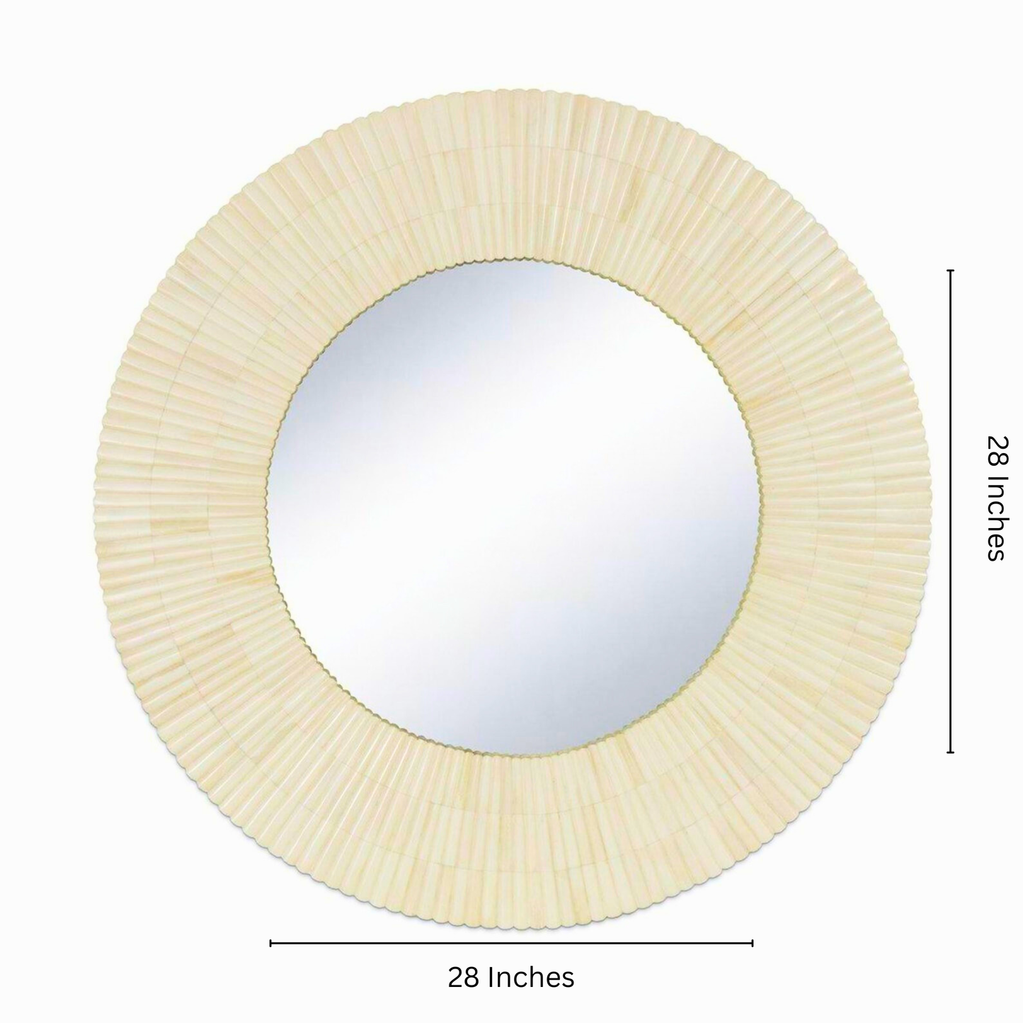 Handmade Bone Inlay Round Wall Mirror: Boho Decor