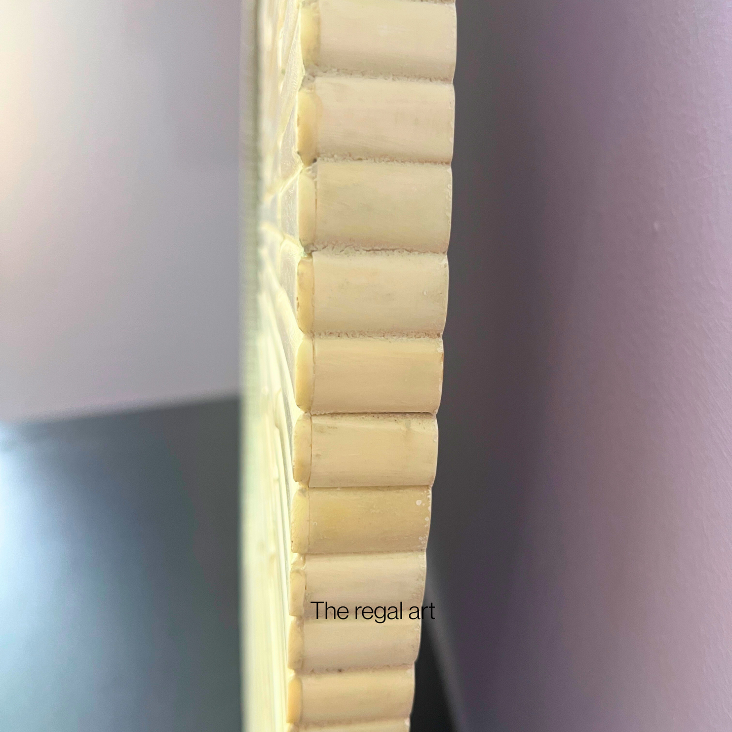 Handmade Bone Inlay Round Wall Mirror: Boho Decor