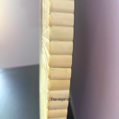 Handmade Bone Inlay Round Wall Mirror: Boho Decor