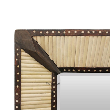 Handmade Bone Inlay Mirror- Henley Wood Pattern