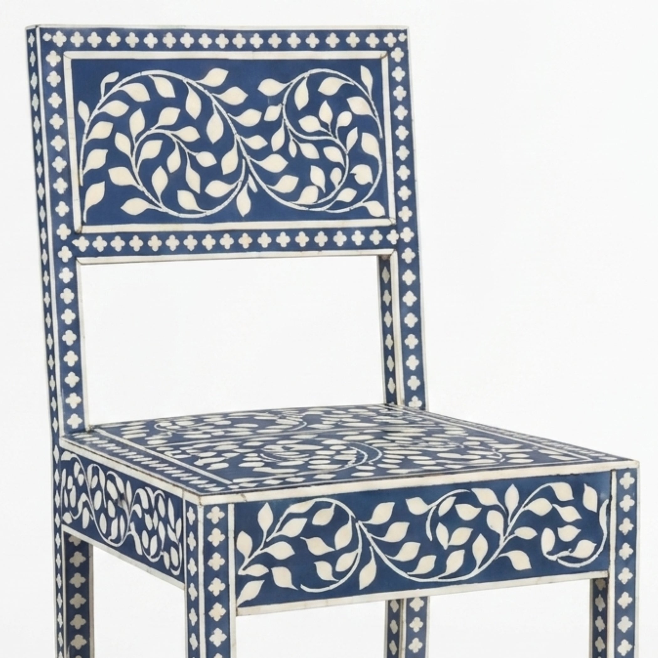 Handcrafted Blue Bone Inlay Chair | Luxury Furniture