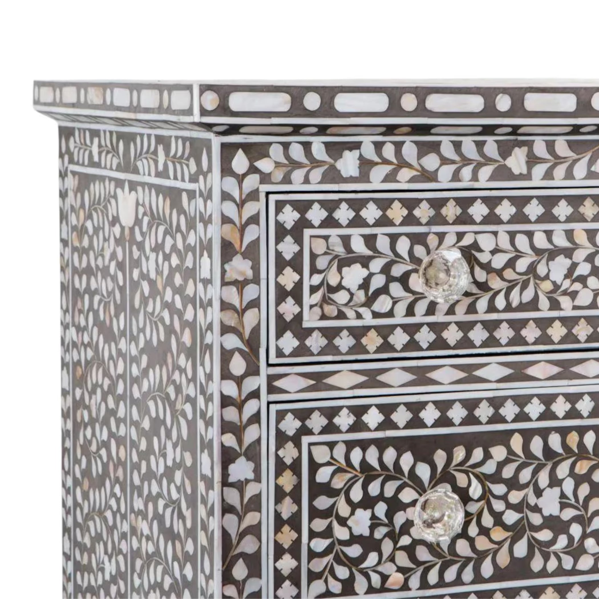 Mother of Pearl Inlay Dresser, Handmade Chest of Drawer