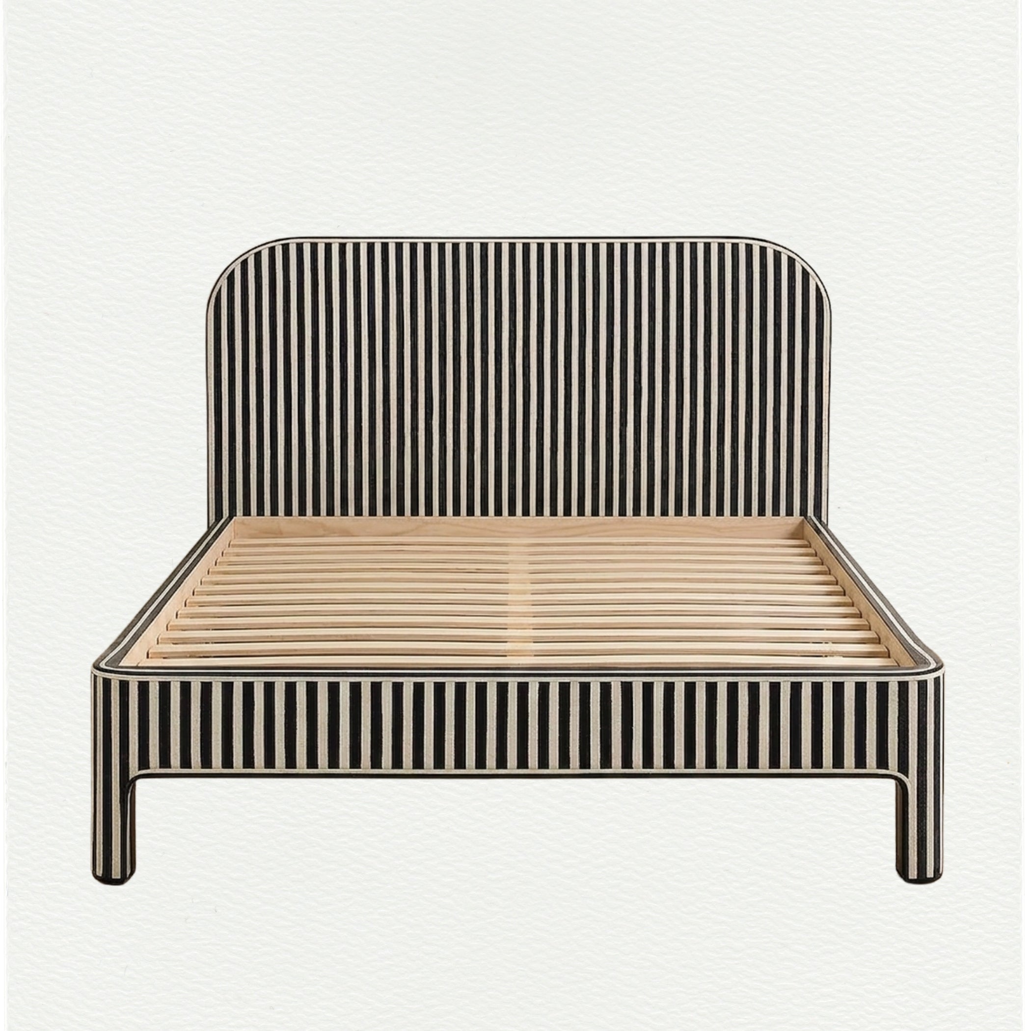 Black & White Bone Inlay Stripe Bed | Luxury Modern Bed
