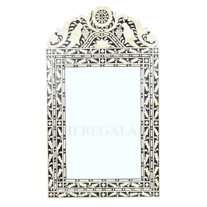 Handmade Bone Inlay Wall Mirror: Baroque Floral Home Decor