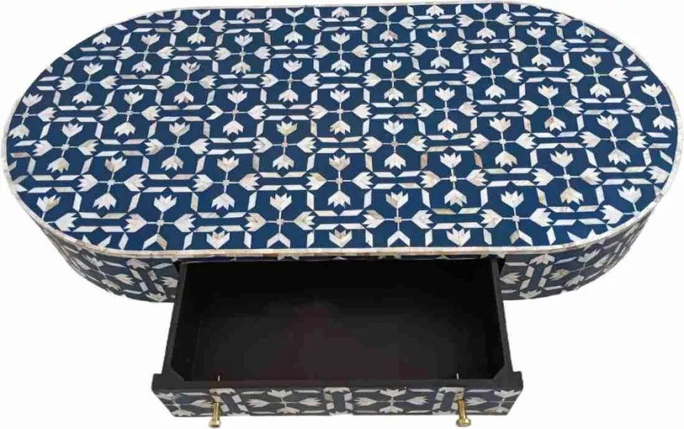 Coffee Table Mother of preal with Storage-Pattern Geometric