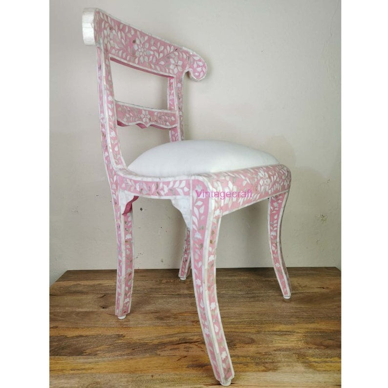 Mother of Pearl Dining Table Chairs Floral Patten Luxury Dining Room chair