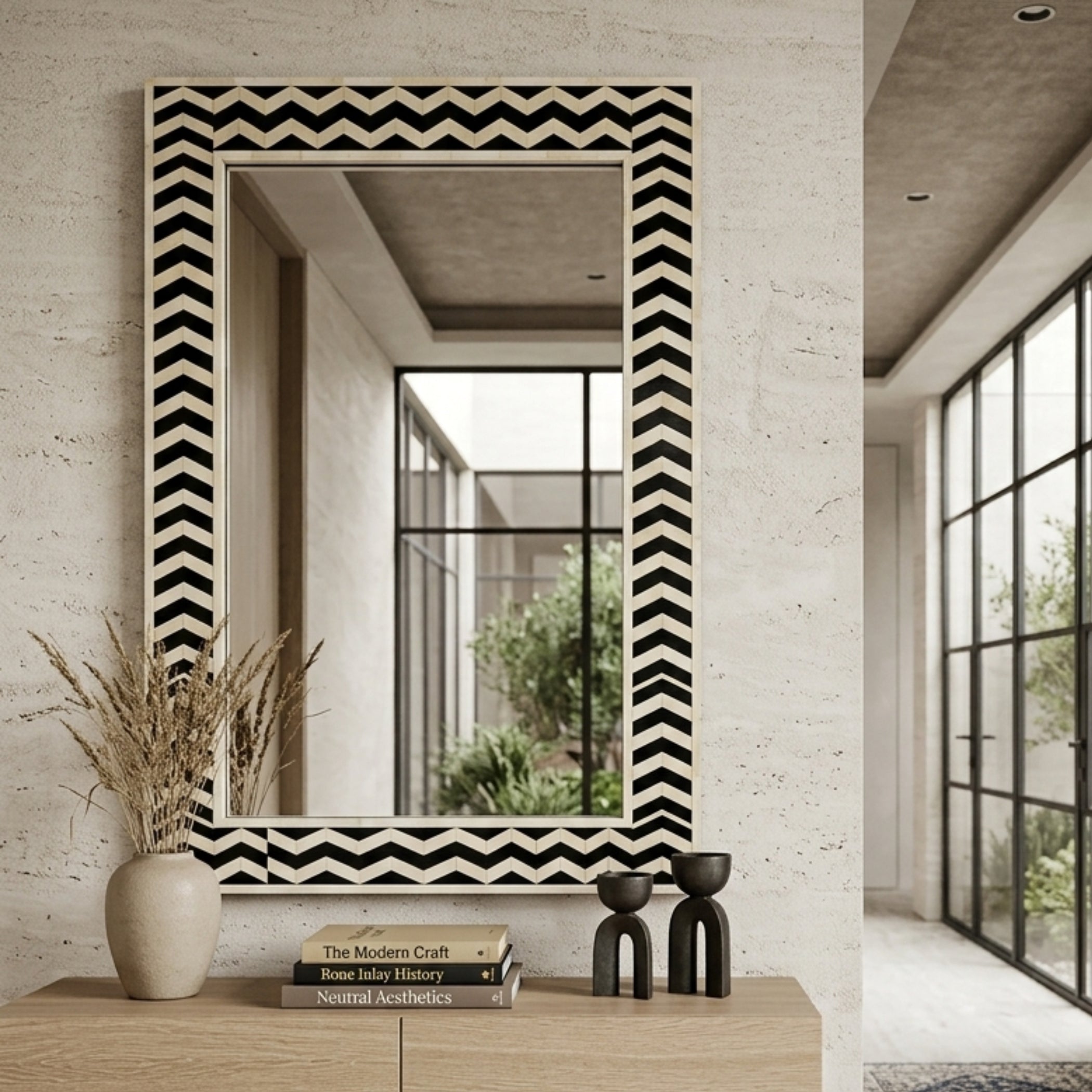 Handmade Bone Inlay Mirror, Rectangle Wall Decor