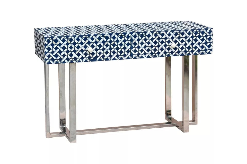 Eddie Bone Inlay Console Table Vanity Table Modern Wood Pattern Living Room Deco