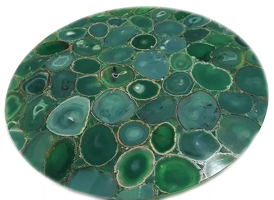 Green Agate Stone Coffee Counter Desk Table, Handmade Furniture Garden Decor