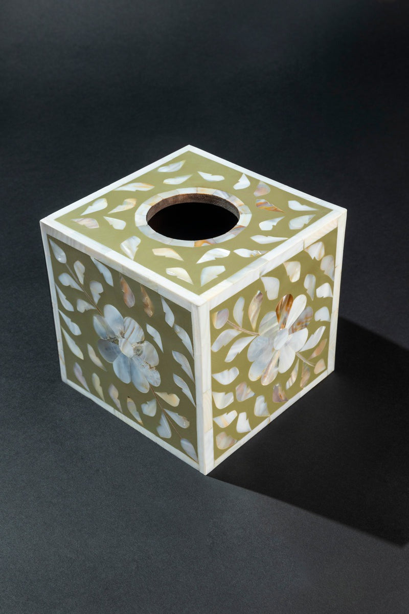 Mother of pearl tissue box holder home decor mother of pearl floral design