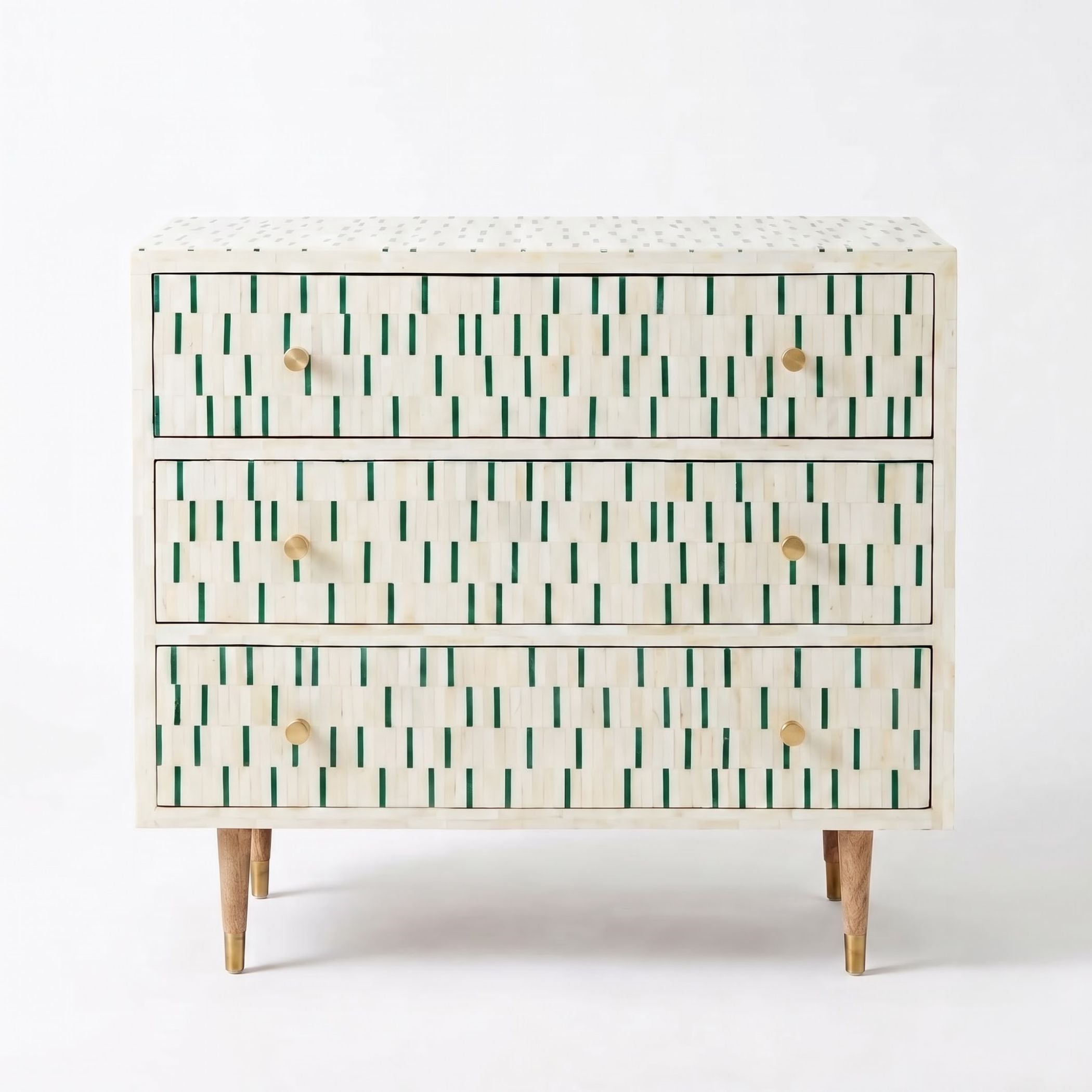 Geometric Bone Inlay Chest of Drawers