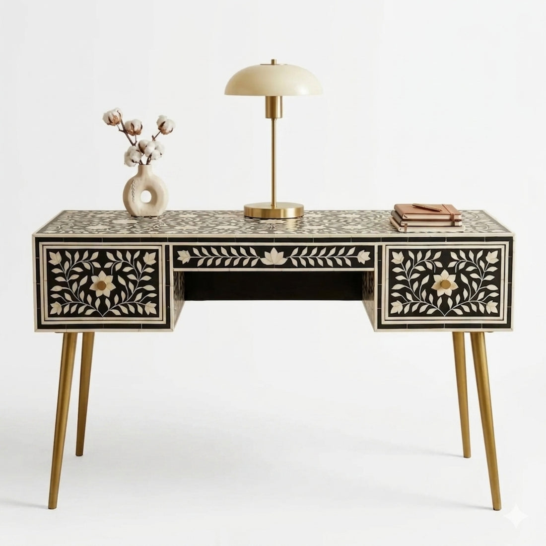 Handmade Bone Inlay Writing Desk Table | Luxury Home Decor