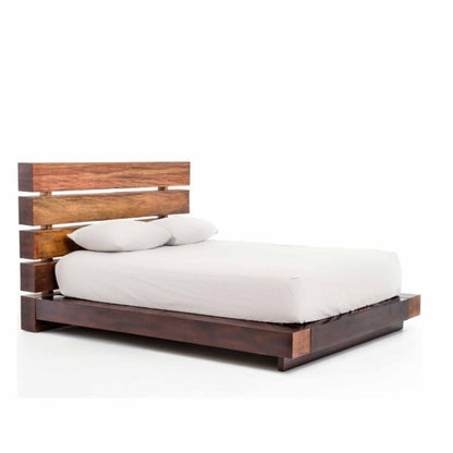 Wooden handmade king/queen bed for home decor. Solid reclaimed furniture.