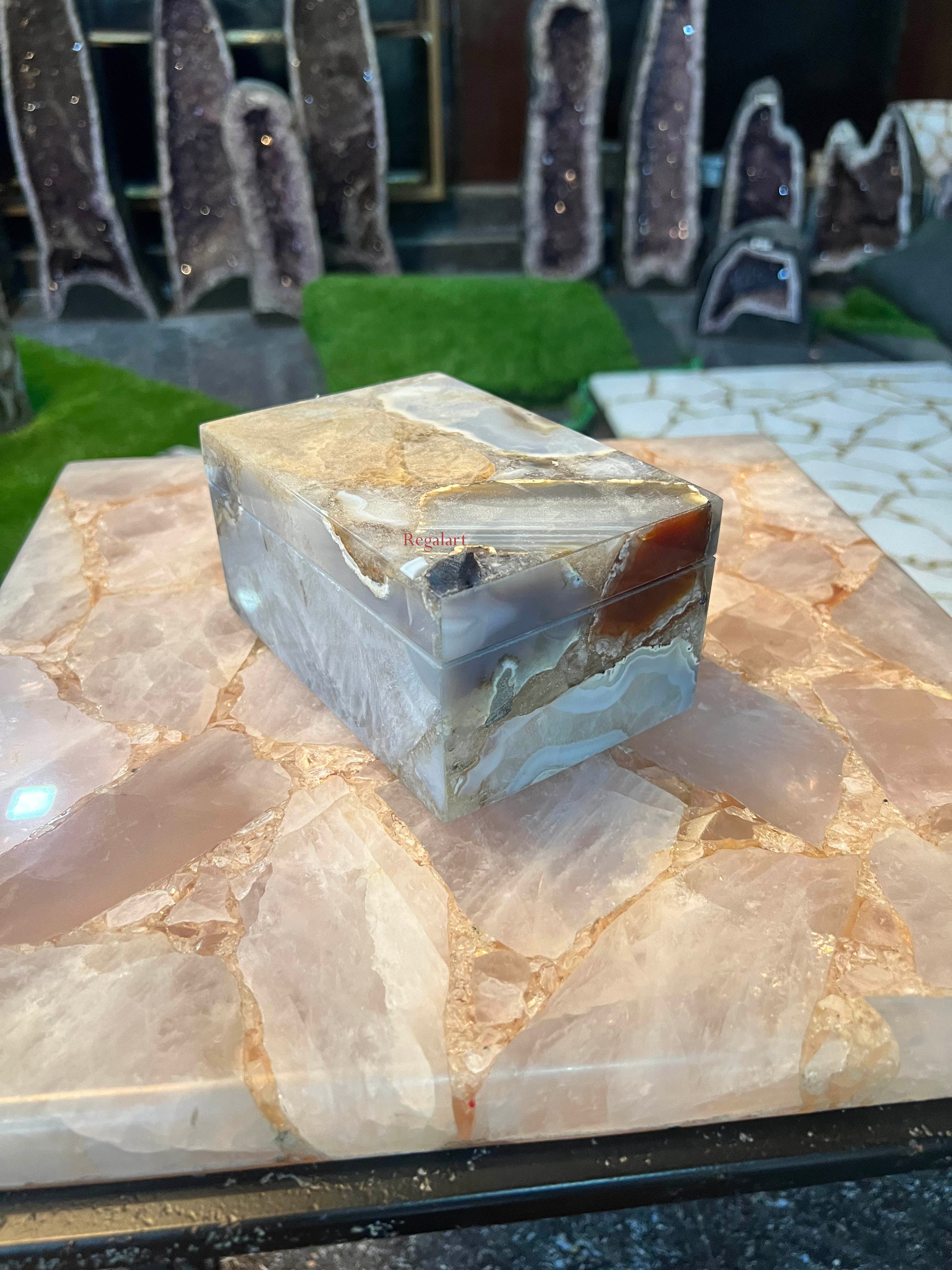 Agate Stone Jewelry Box | Handmade Decorative Storage