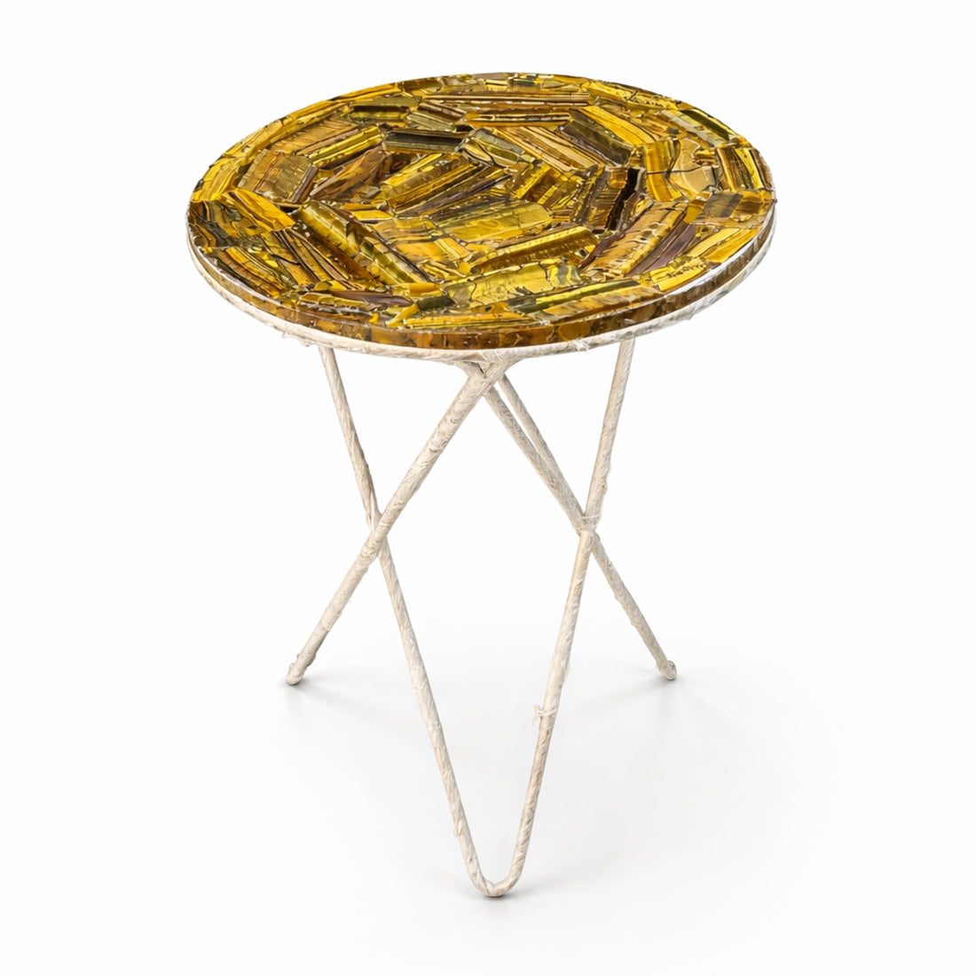 Tiger Eye Side Table Top | Luxury Stone Table Top Art Decor