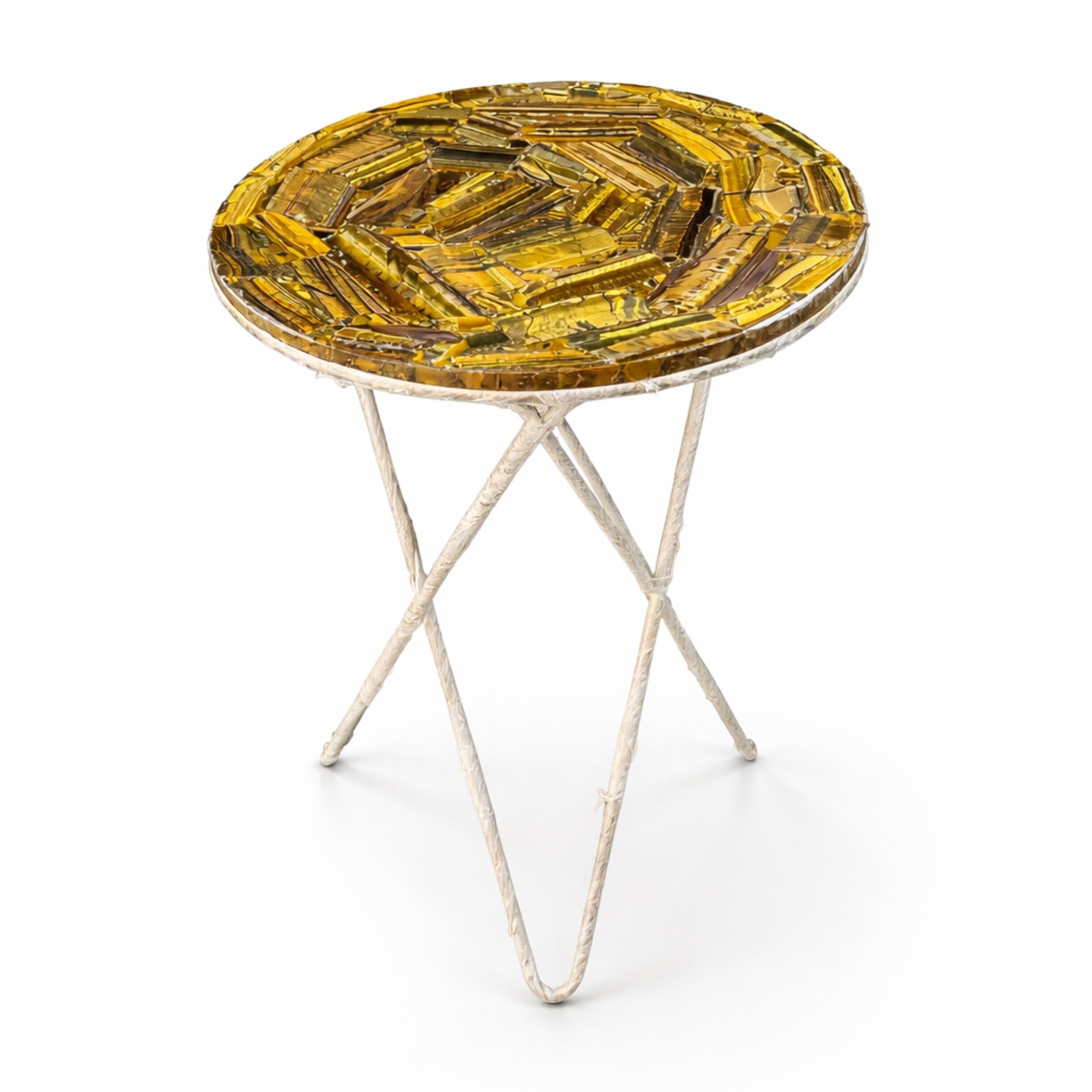 Tiger Eye Side Table Top | Luxury Stone Table Top Art Decor