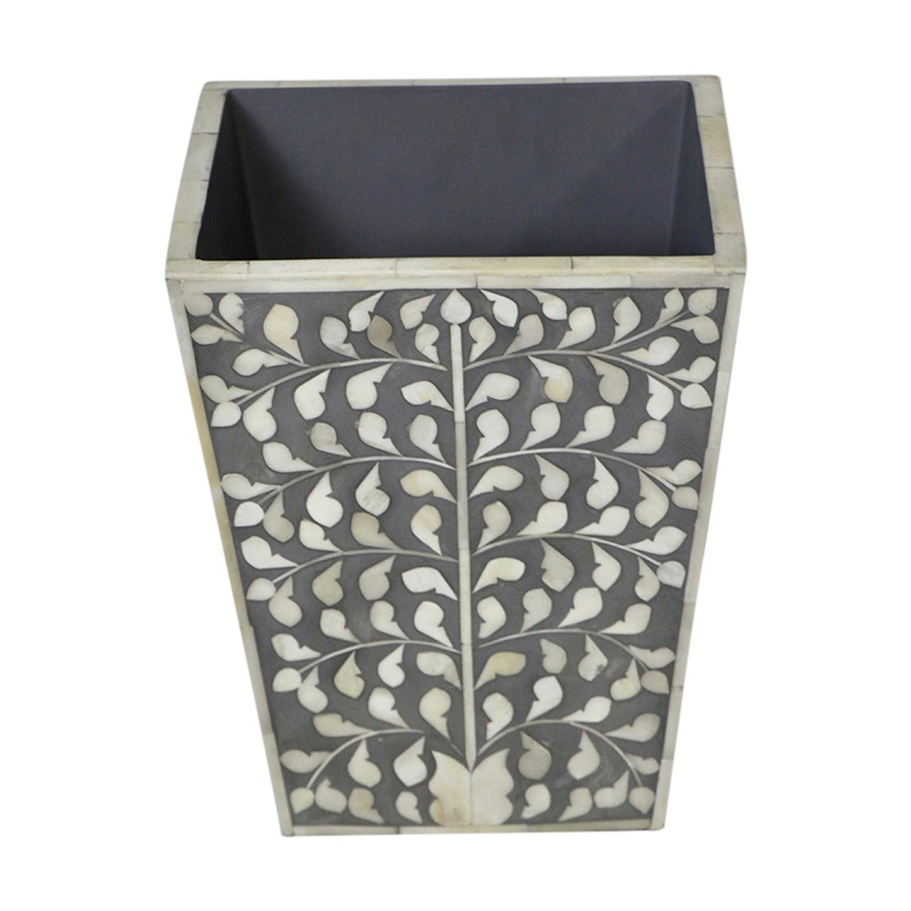 Bone Inlay Waste Basket Vintage Floral Desing West Box