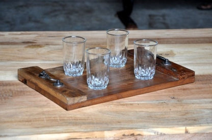 Reclaimed Wood Rustic Kitchen  Serving Tray Handmade Unique Pattern Tray