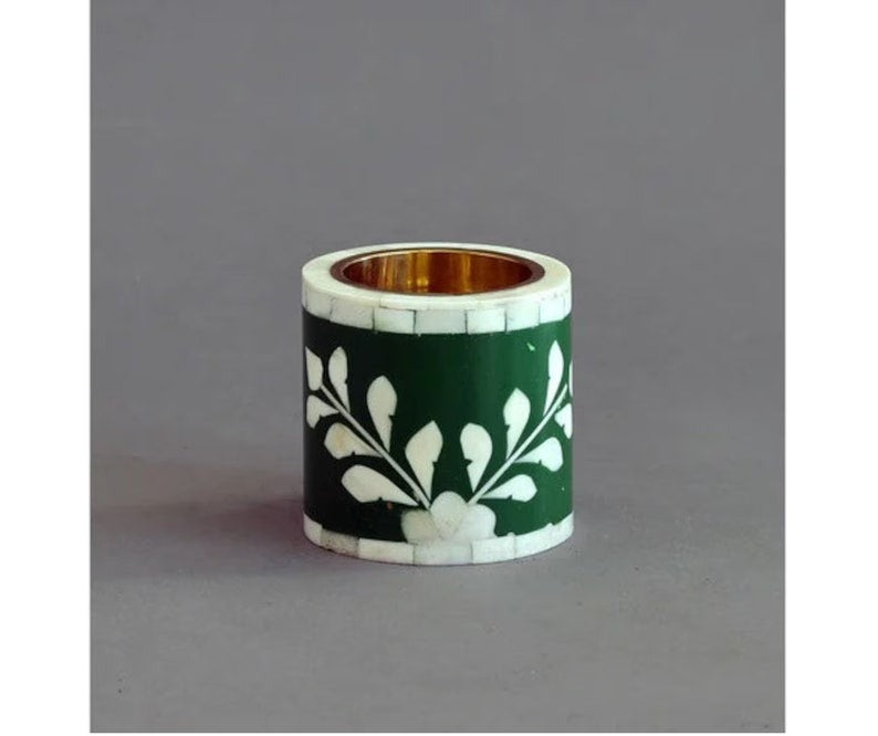 Bone Inlay Candle holder Bone Inlay Candle Stand Floral pattern Resin Decor Vintage Room Decor Candle Stand Handmade Furniture