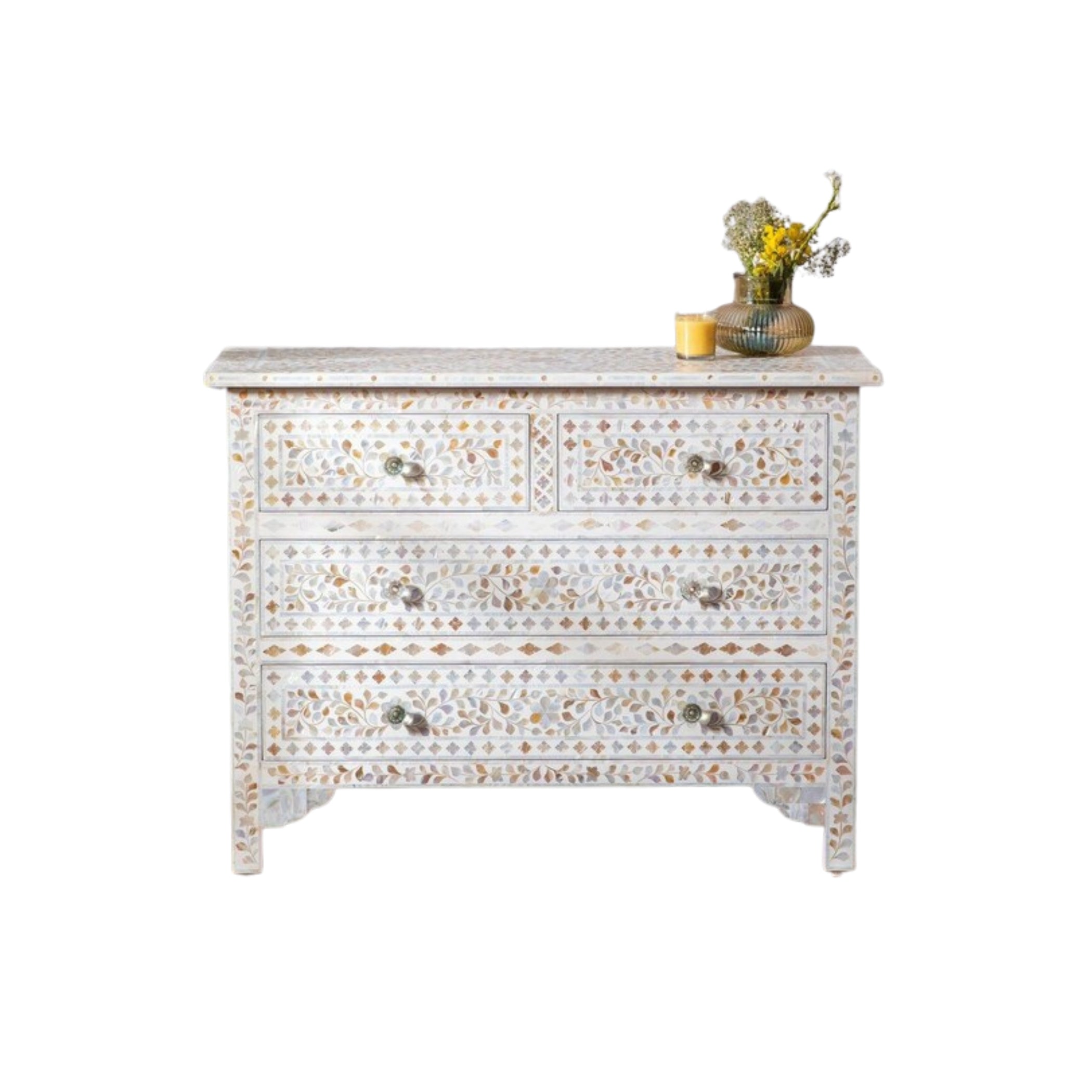 Mother of Pearl Inlay Chest of Drawers Handmade Dresser