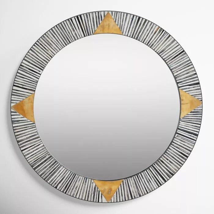 Round Mirror Frame,Block Bone Inlay Mirror Frame, Handmade Customized Wall Décor