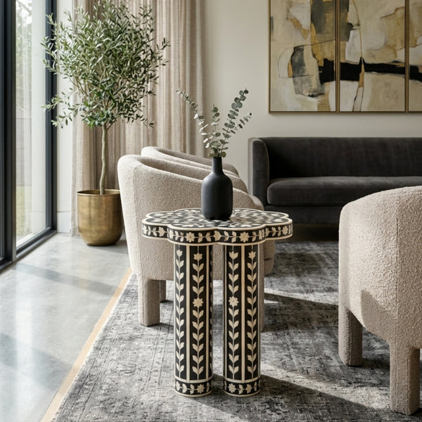 Handmade Bone Inlay SideTable | Luxury Home Decor