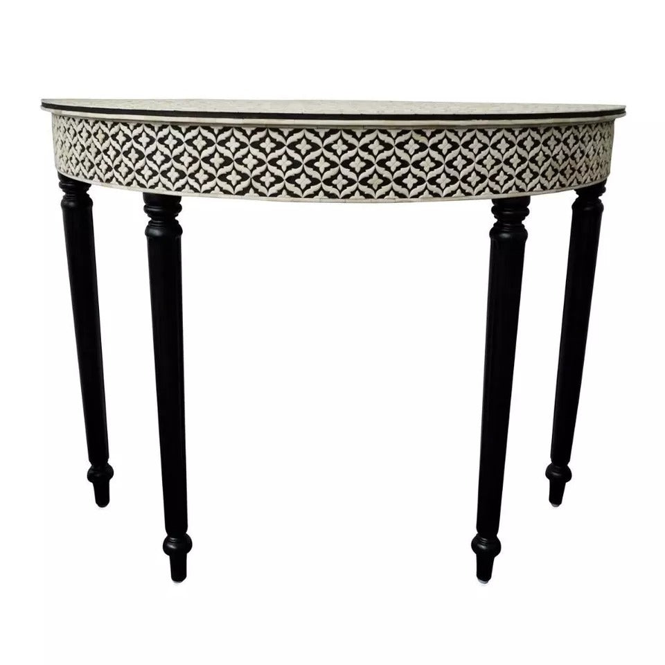 Luxury Black Bone Inlay Console Table with Mirror Frame