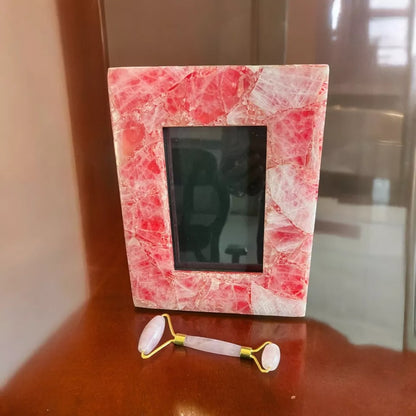 Rose Quartz Picture Frame, Photo Frame, Cherish With Face Roller Gifts