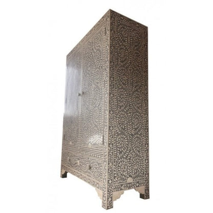 Handmade Bone inlay floral Design Wardrobe/ cupboard/ almirah / cabinet, Bone inlay furniture