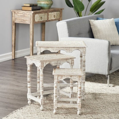 Handmade End Table / Side Table / Nesting Table Combo Rustic Solid Wooden Furniture