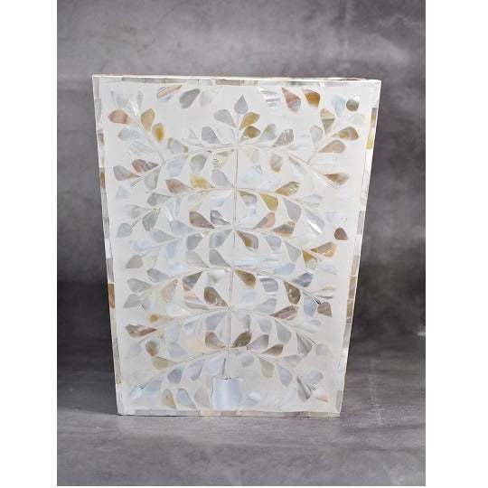 Mother of Pearl West Basket Handmade Floral Pattern West Box Home Decor Art