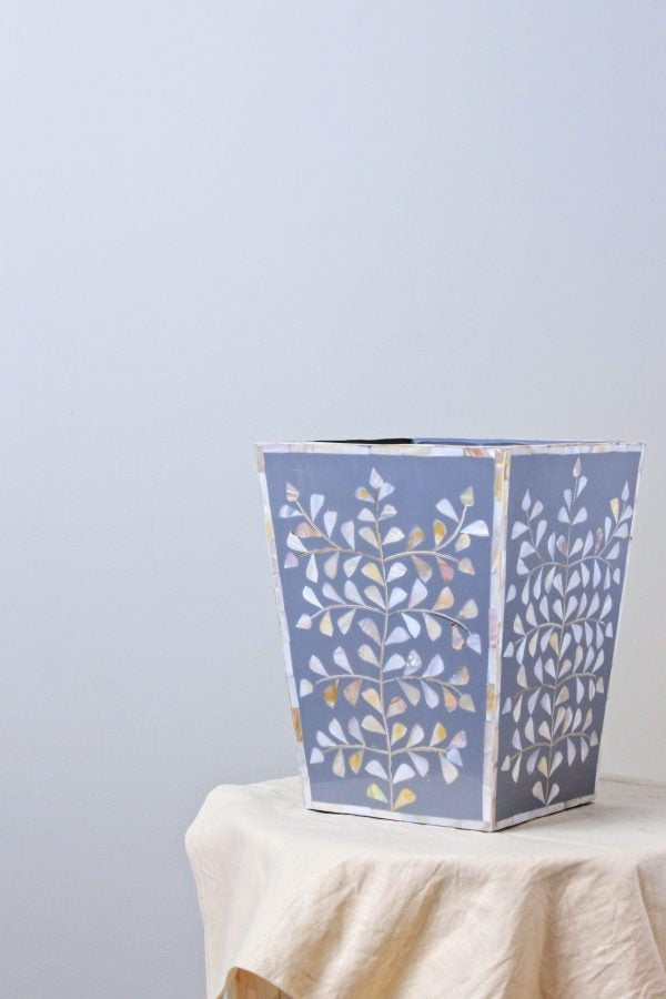 Mother of Pearl West Basket Handmade Floral Pattern - West Box Home Decor