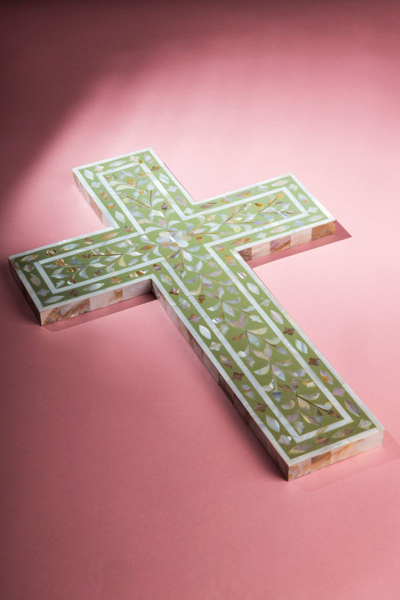 Mother of Pearl Wall Holy Cross for Home Decor