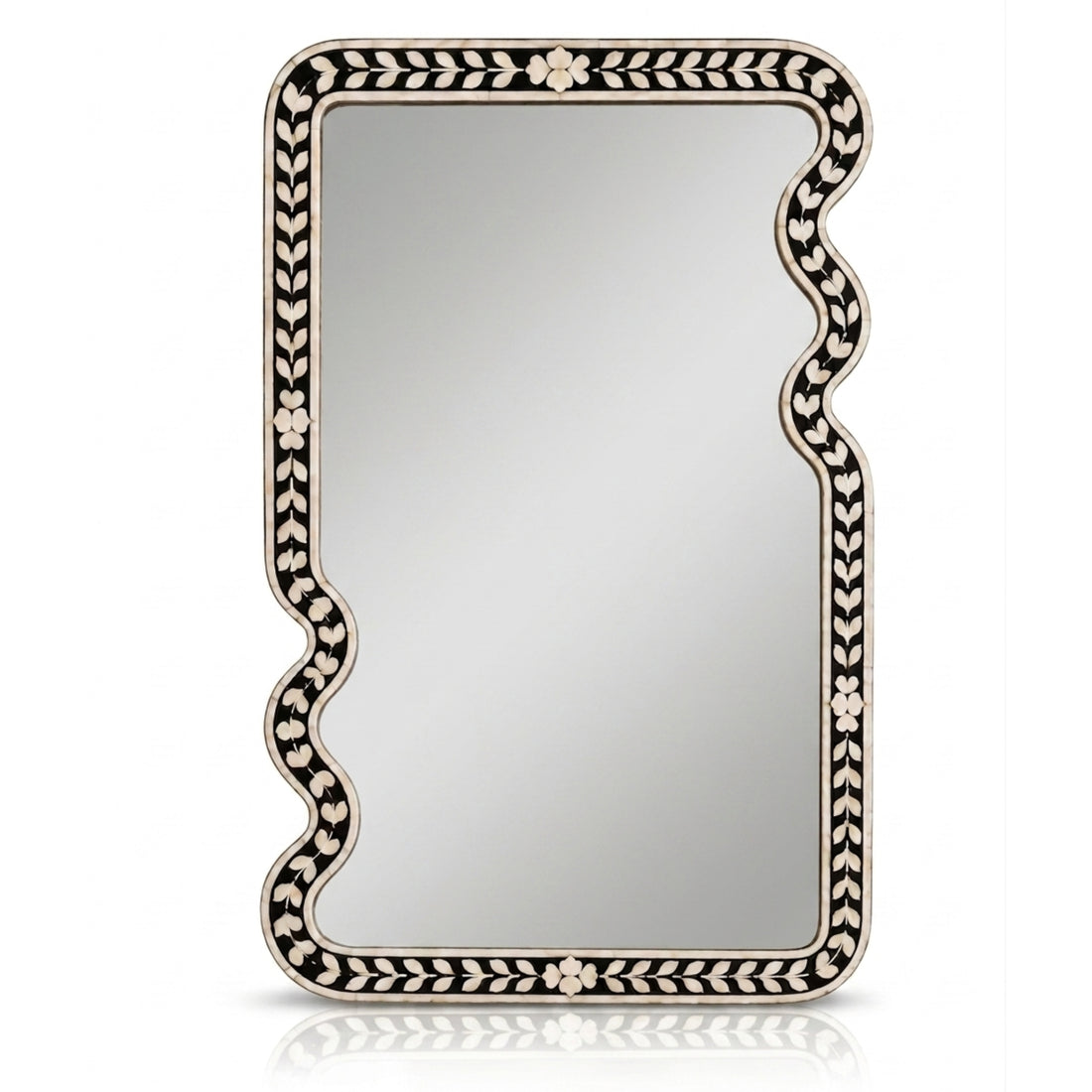 Handmade Bone Inlay Floral Wall Mirror | Luxury Home Decor