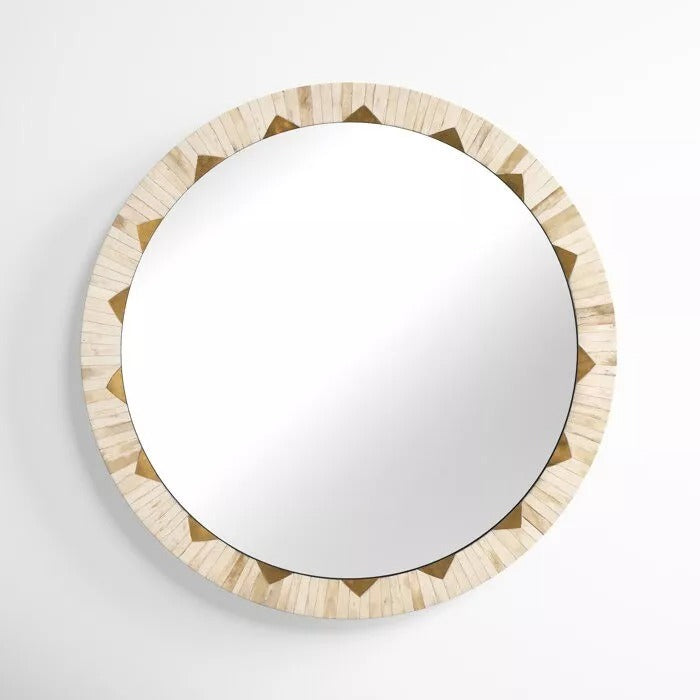 Round Mirror Frame, Bone Inlay Mirror Frame, Wall Décor Handmade Customized