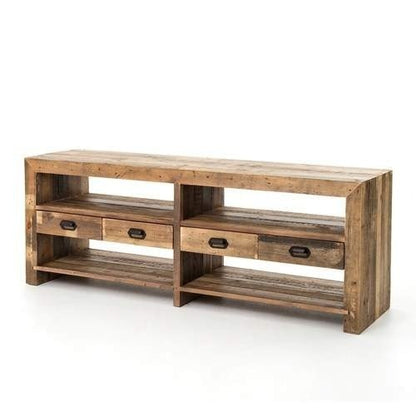 Wooden Handmade TV Unit / Media Console Rustic Solid Furniture