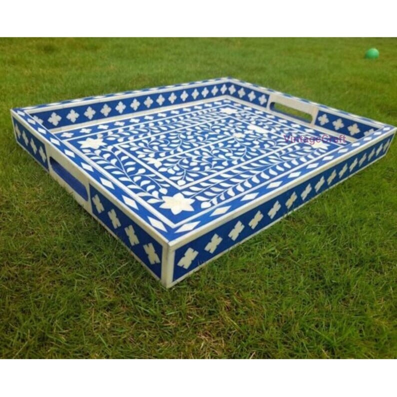 Bone Inlay Kitchen Serving Tray – Handmade Artisanal Tray for Home Decor & Gifting